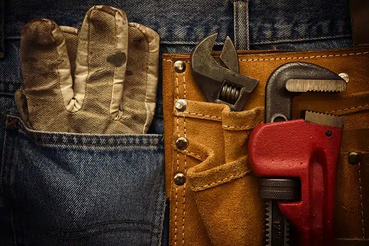 tools in pocket and on tool belt